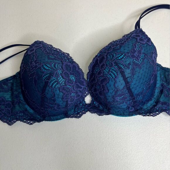 Victorias Secret Very Sexy Push Up Bra Teal Blue Lace Women Size 34C READ DESCR - Picture 8 of 15